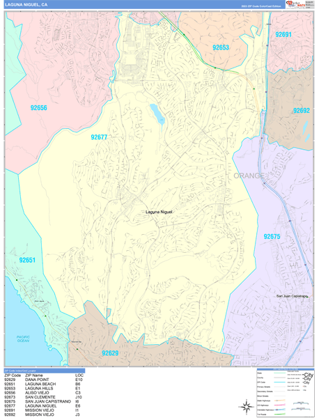 Laguna Niguel, CA Zip Code Map